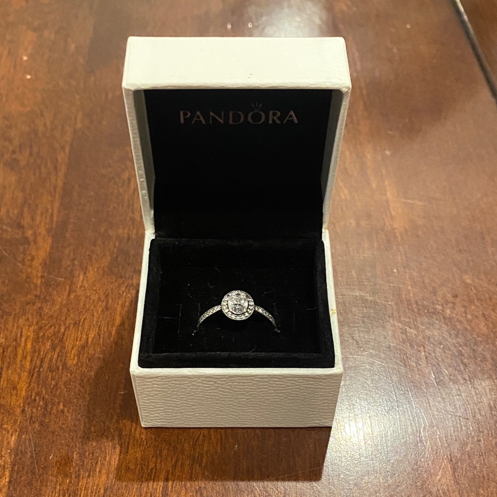 Pandora Silver Ring with Sparkling Clear Gem